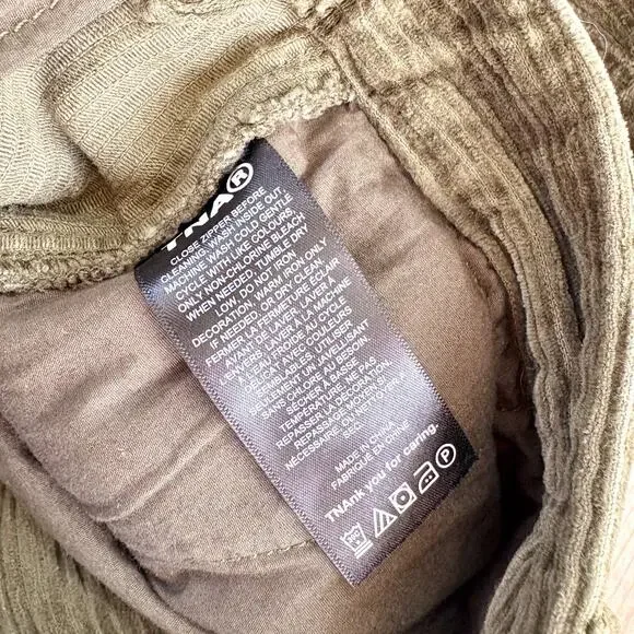 Aritzia TNA High Rise Straight Leg Corduroy Trousers | Green Size 12 - Picture 4 of 8